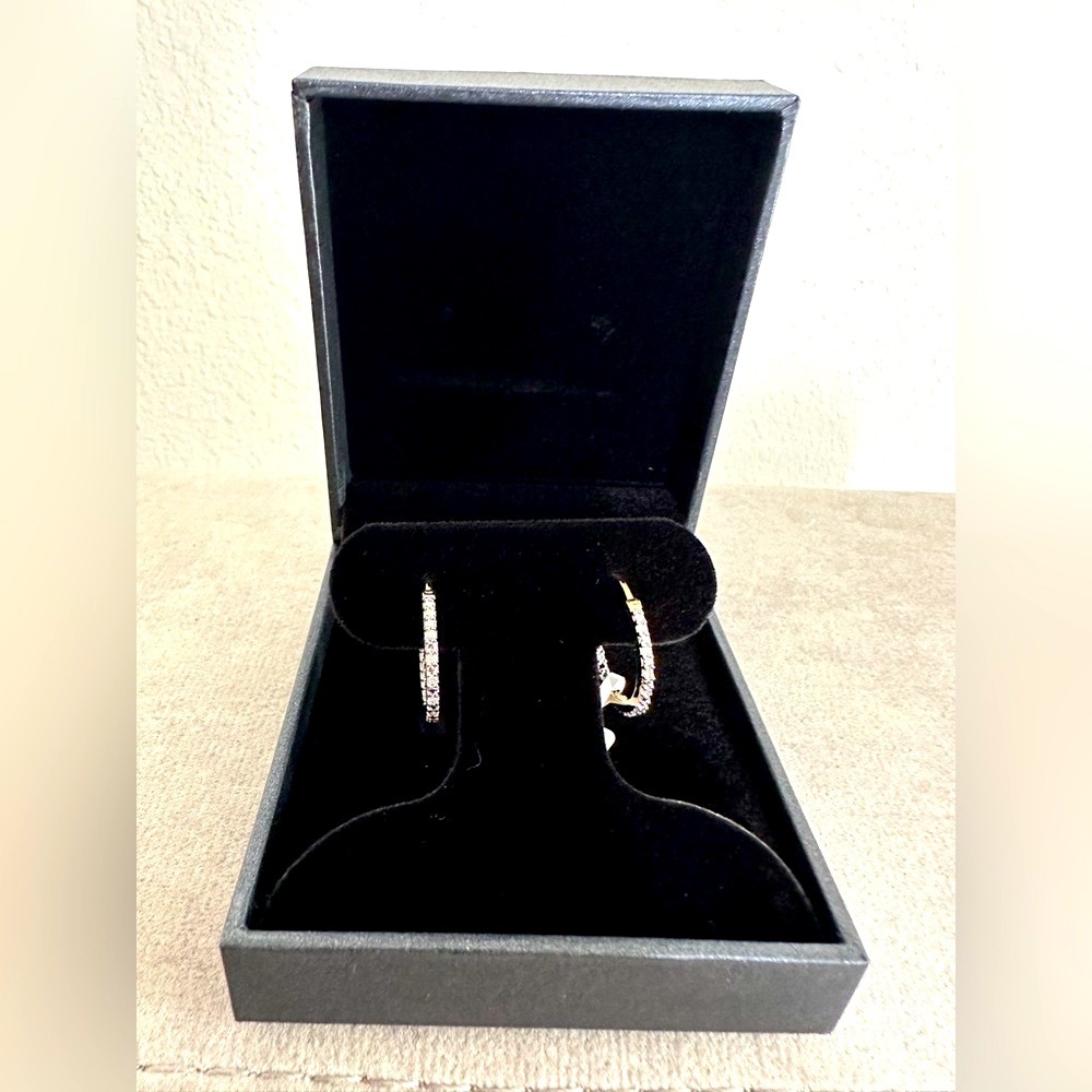 18k Gold over 925 Sterling Silver 1/4 Cttw Diamond Hoop Earrings